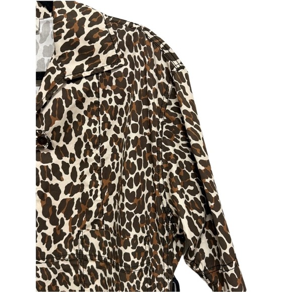 Tory Burch NWT Reva Leopard Shirt Dress Animal Print Pockets Mini Dress Size 6 - Picture 4 of 11